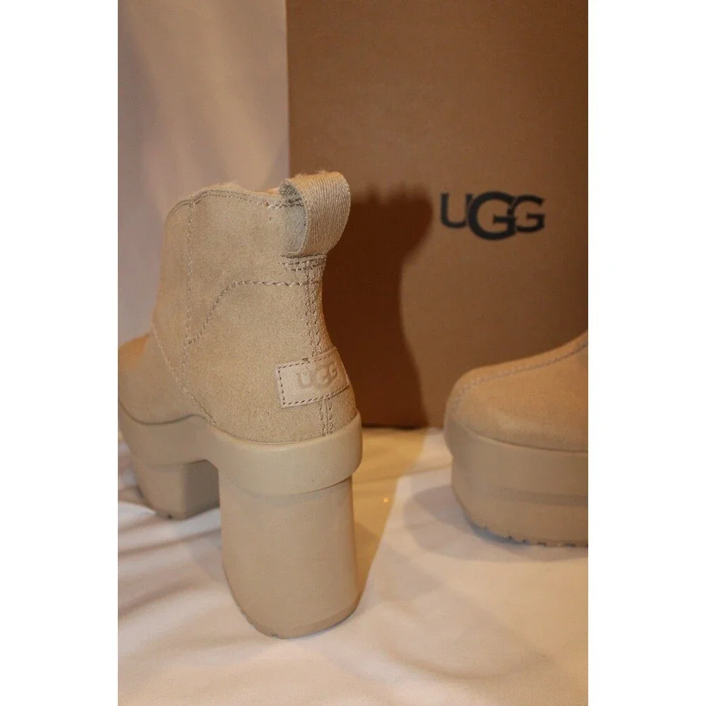 UGG NEW‎ HEIGHTS PLATFORM MINI SUEDE WOMEN'S BOOTS NIB MSD TAN